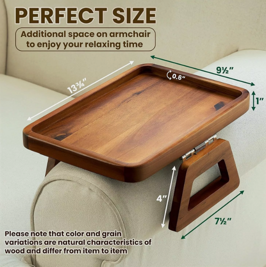 Smartdesign Wooden Sofa Arm Tray & Organizer