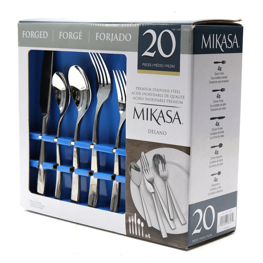 Mikasa 20-Piece Forged Stainless Steel Flatware Set – Durable & Elegant
