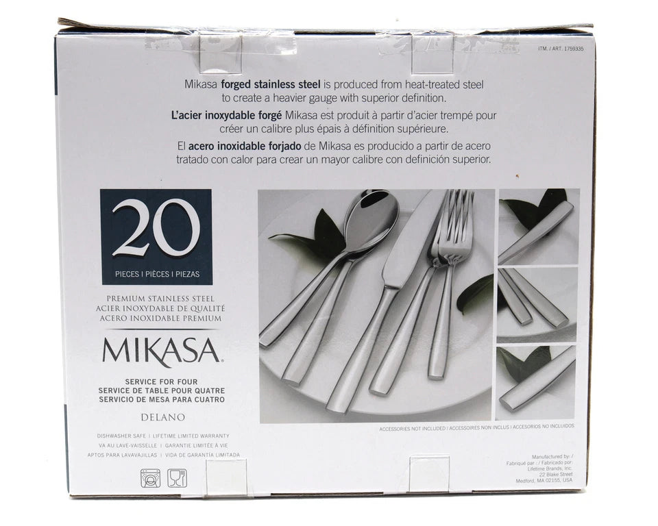 Mikasa 20-Piece Forged Stainless Steel Flatware Set – Durable & Elegant