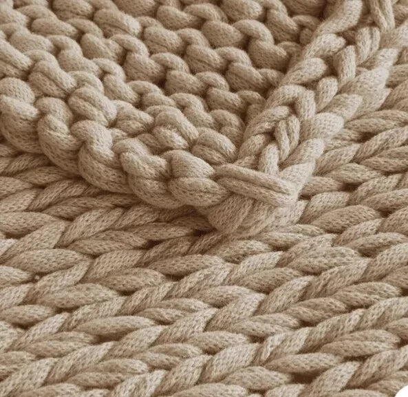 Madison Park Chunky Knit Throw Tan 50x60