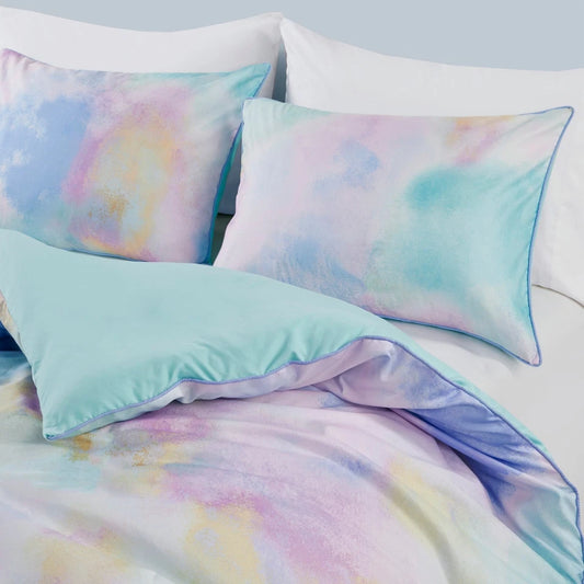 Cassiopeia Aqua Tie-Dye Comforter Set – Queen/Full