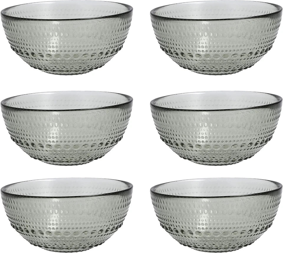 Fortessa Jupiter Gray Glass Bowls – Set of 6