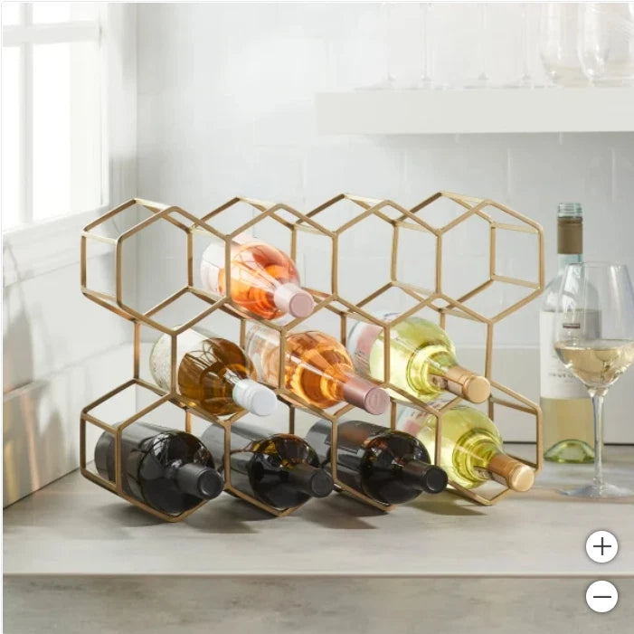 11-Bottle Wine Rack – Gold, Space-Saving Design