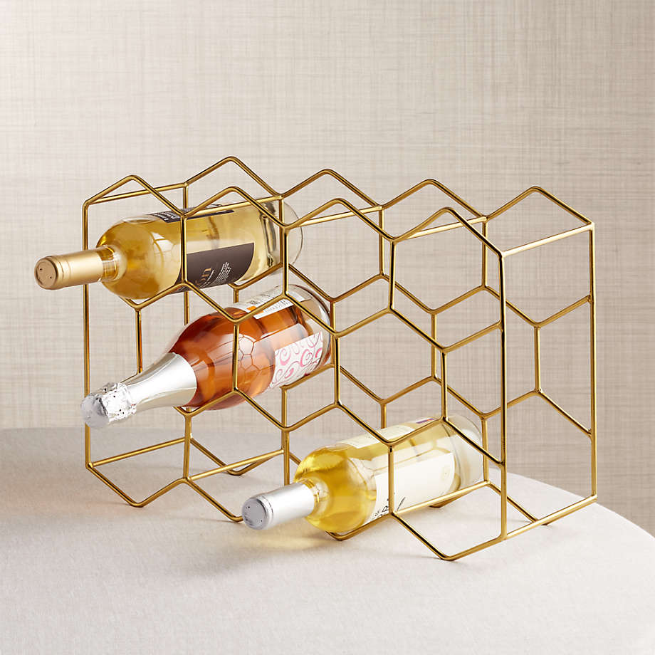 11-Bottle Wine Rack – Gold, Space-Saving Design
