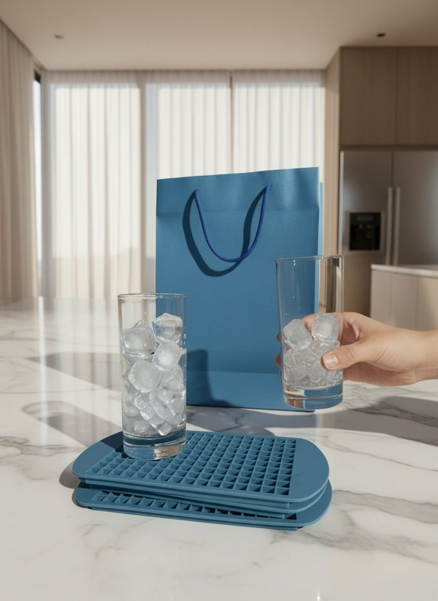 Host Drink Glass Set with Ice Cube Trays – Freezable Whiskey Glasses – Keeps Drinks Cold – BPA-Free – Barware Gift Set