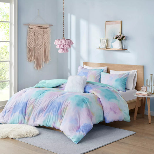 Cassiopeia Aqua Tie-Dye Comforter Set – Queen/Full