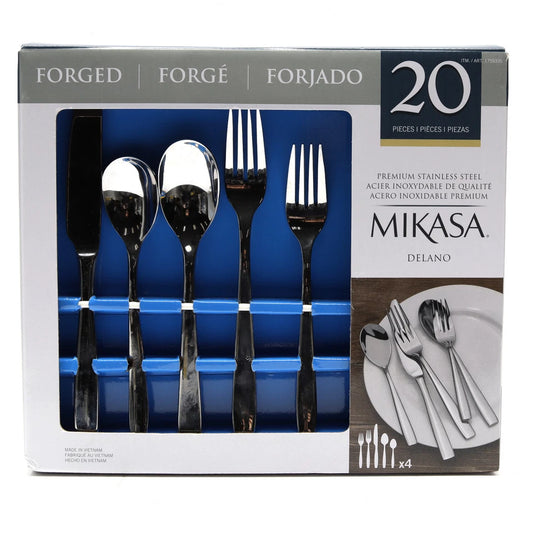 Mikasa 20-Piece Forged Stainless Steel Flatware Set – Durable & Elegant