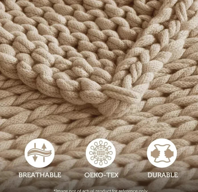 Madison Park Chunky Knit Throw Tan 50x60