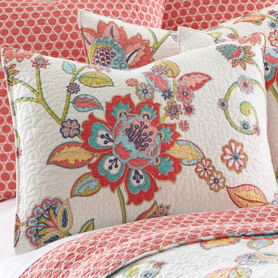 Levtex Clementine 3-Piece King Quilt Set – Boho Floral Cotton Bedding