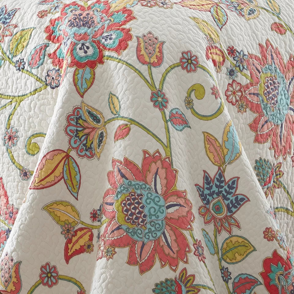 Levtex Clementine 3-Piece King Quilt Set – Boho Floral Cotton Bedding