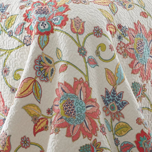 Levtex Clementine 3-Piece King Quilt Set – Boho Floral Cotton Bedding