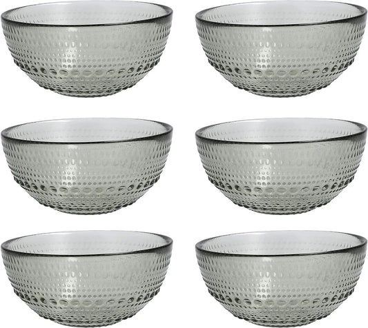 Fortessa Jupiter Gray Glass Bowls – Set of 6