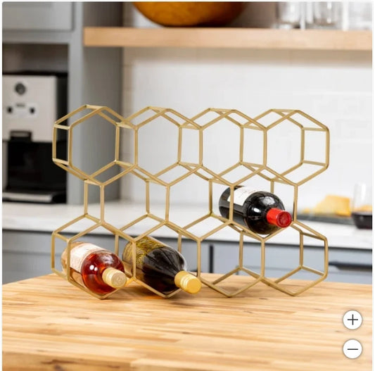 11-Bottle Wine Rack – Gold, Space-Saving Design